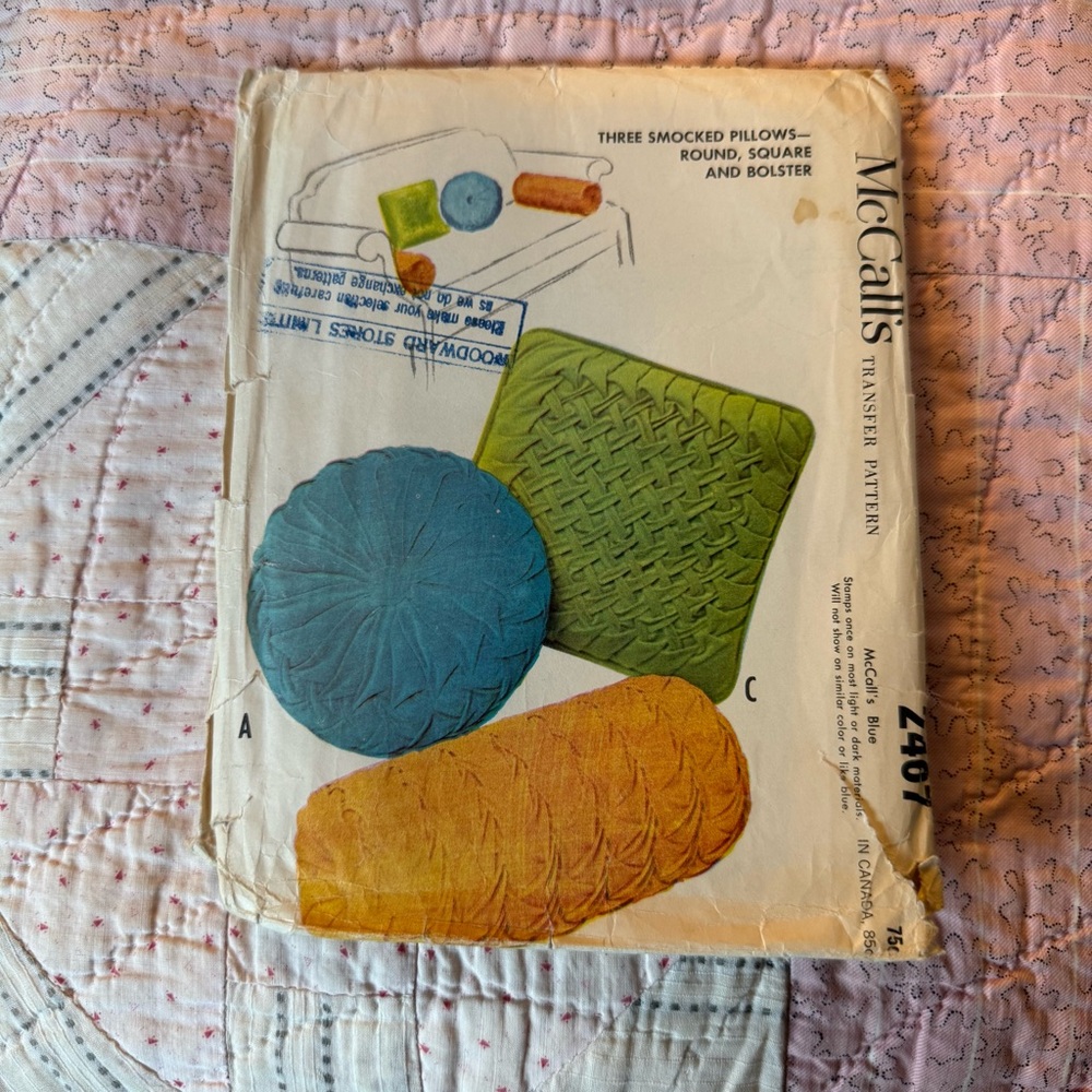 McCalls Smocked Pillow Transfer Pattern